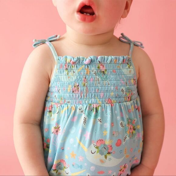 NWT POSH PEANUT CADY SLEEVELESS SMOCKED BUBBLE ROMPER - 2T - Picture 9 of 11